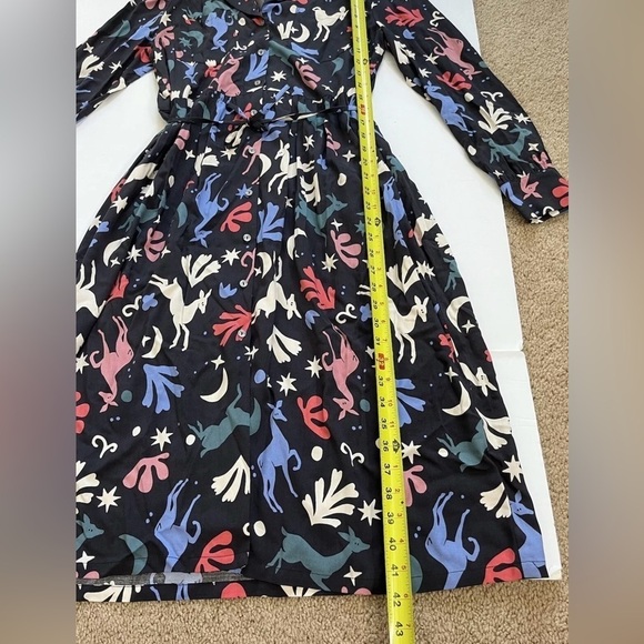 Anorak Love Print Love Planet Midi Animal Print Button Up Dress Size 10 - Picture 11 of 12